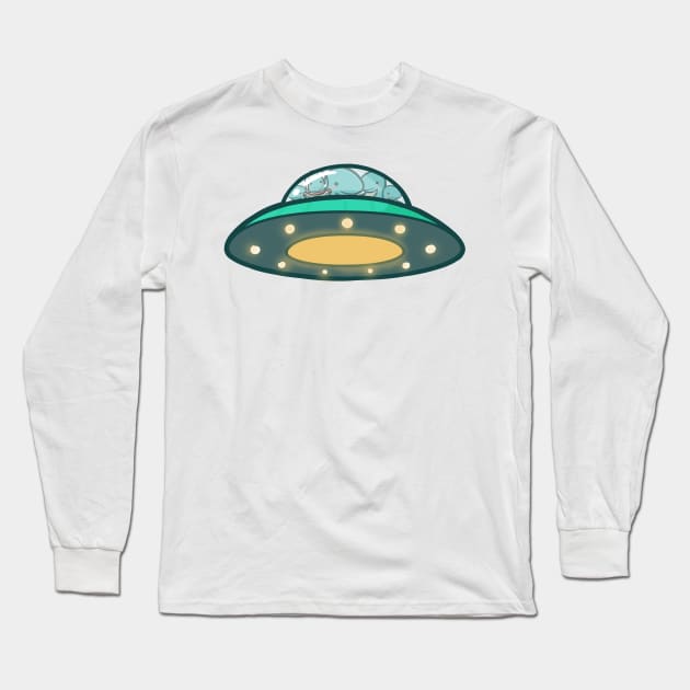 Ufo, Dinosaur, T-rex, Dino Long Sleeve T-Shirt by hugadino